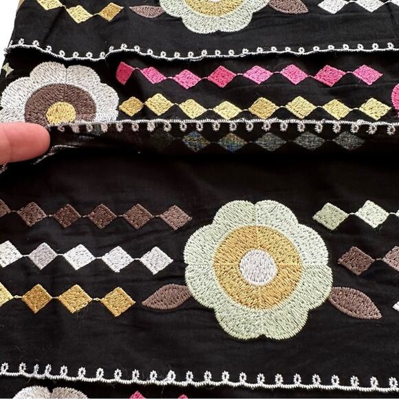 Etcetera Skirt Black Multicolored Floral Embroidered Tiered Pencil Skirt Size 6 - Picture 7 of 9